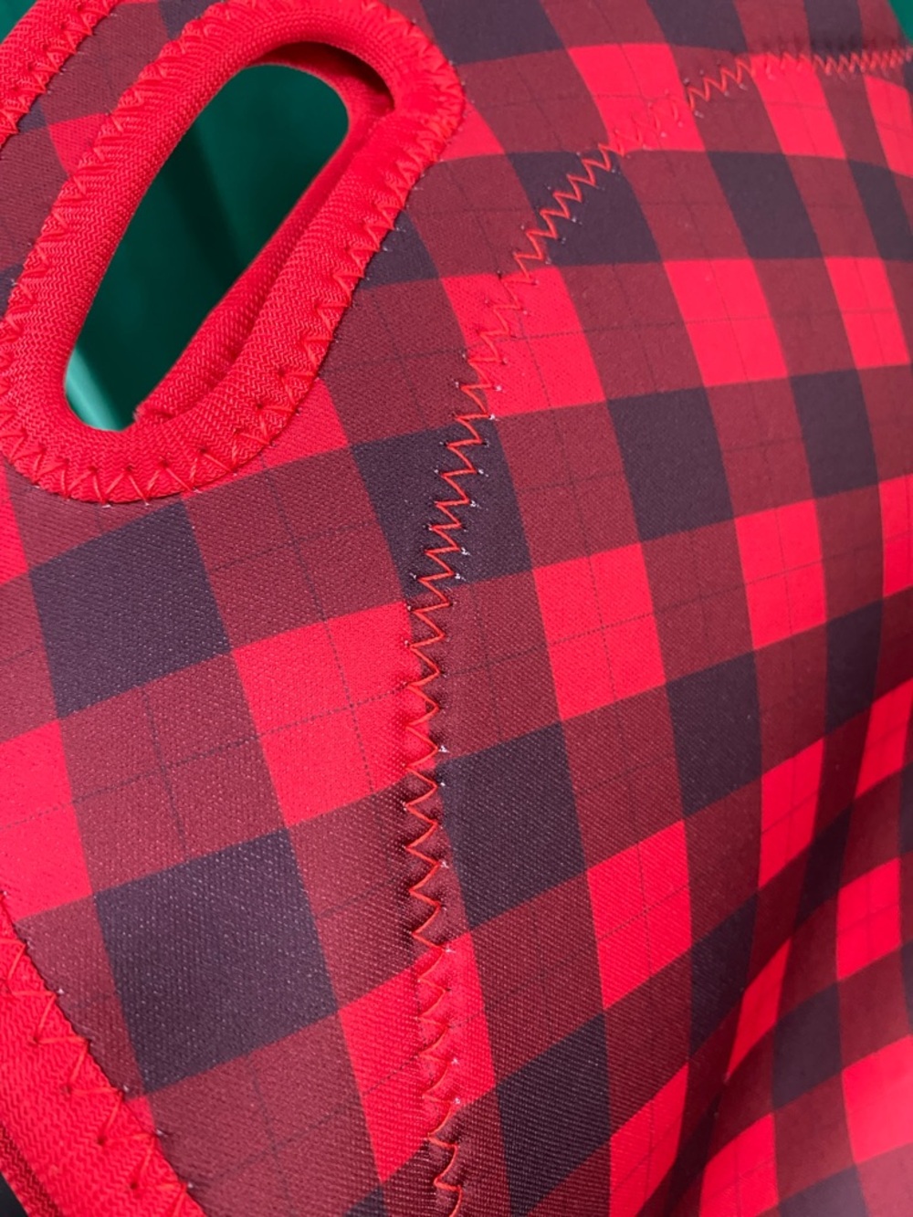 OHIO STATE Buffalo Plaid Zippered Insulated Neoprene Lunch Tote Caddy—New in Bag - Picture 7 of 12